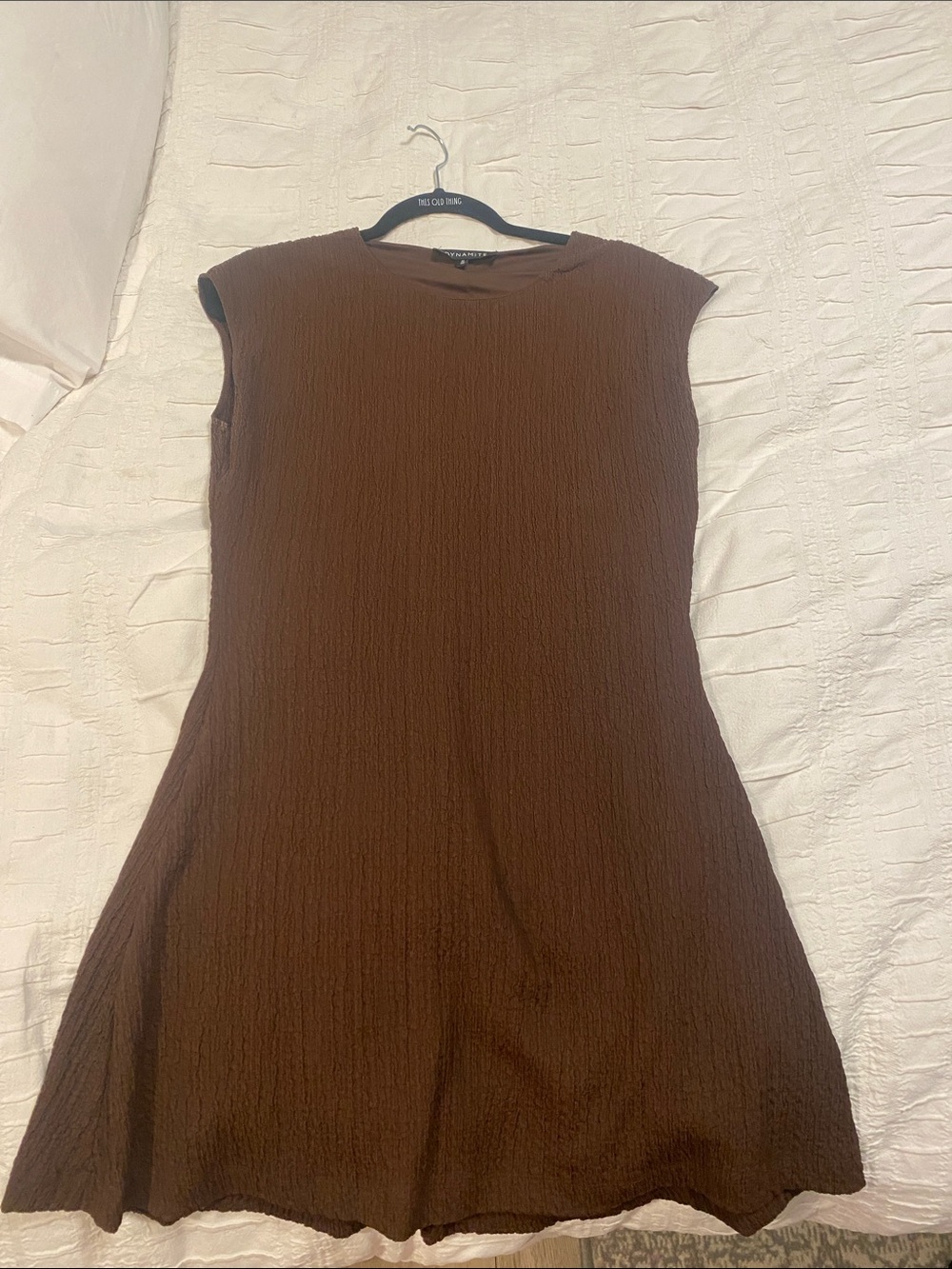 Dynamite Brown Sleeveless A-Line Textured Dress